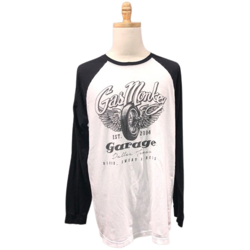 Gas Monkey Garage White & Black Flying Motorcycle Tire Tee